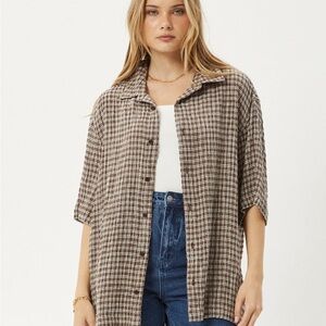 Afends Men’s Base - coffee check hemp short sleeve shirt
